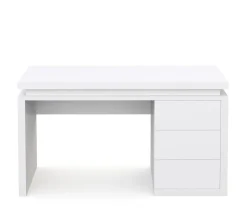 Schreibtisch LED LEANDRO mit Schubladen 140 x 50 x 78 cm weiss
