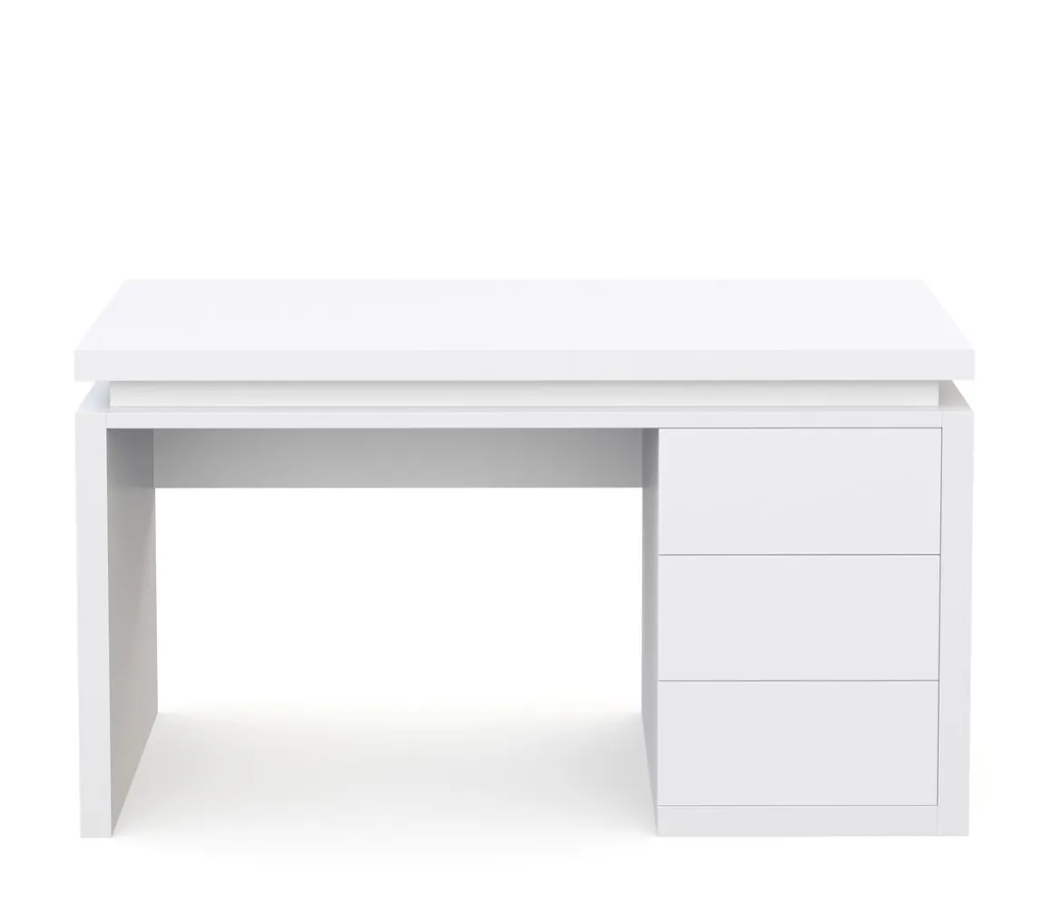 Schreibtisch LED LEANDRO mit Schubladen 140 x 50 x 78 cm weiss