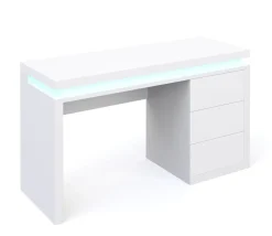 Schreibtisch LED LEANDRO mit Schubladen 140 x 50 x 78 cm weiss