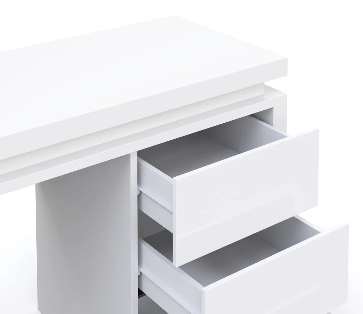 Schreibtisch LED LEANDRO mit Schubladen 140 x 50 x 78 cm weiss