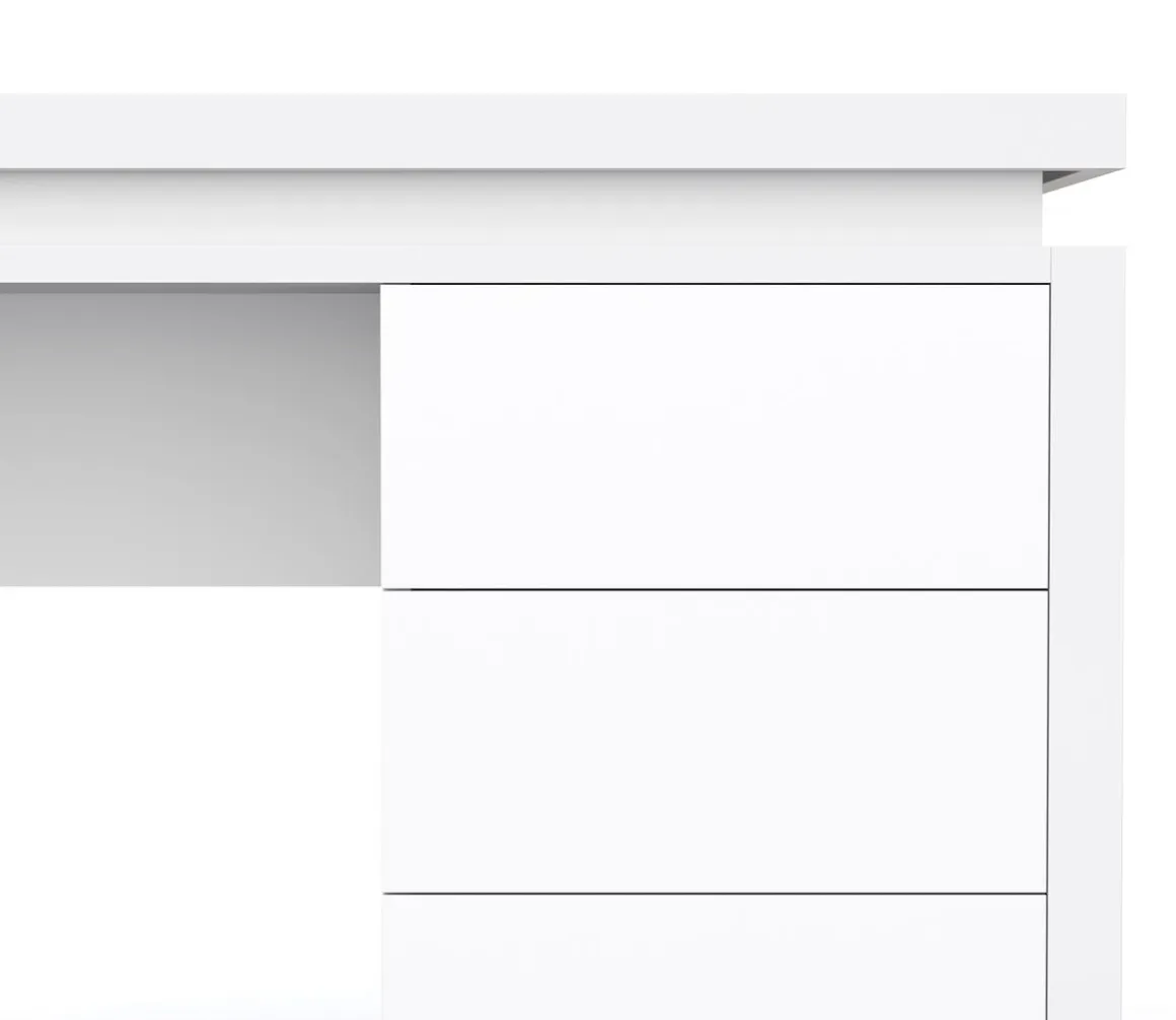 Schreibtisch LED LEANDRO mit Schubladen 140 x 50 x 78 cm weiss