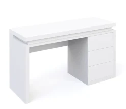 Schreibtisch LED LEANDRO mit Schubladen 140 x 50 x 78 cm weiss