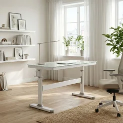 Schreibtisch manuell höhenverstellbar 120 x 60 cm weiss