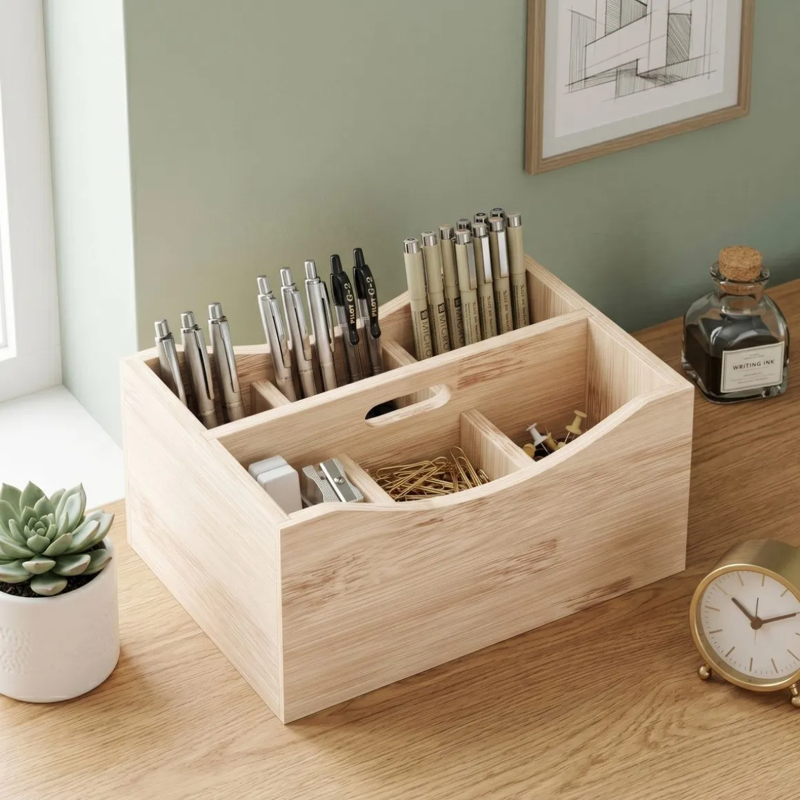 Schreibtisch Organizer Bambus 25 x 18 x 12 natur