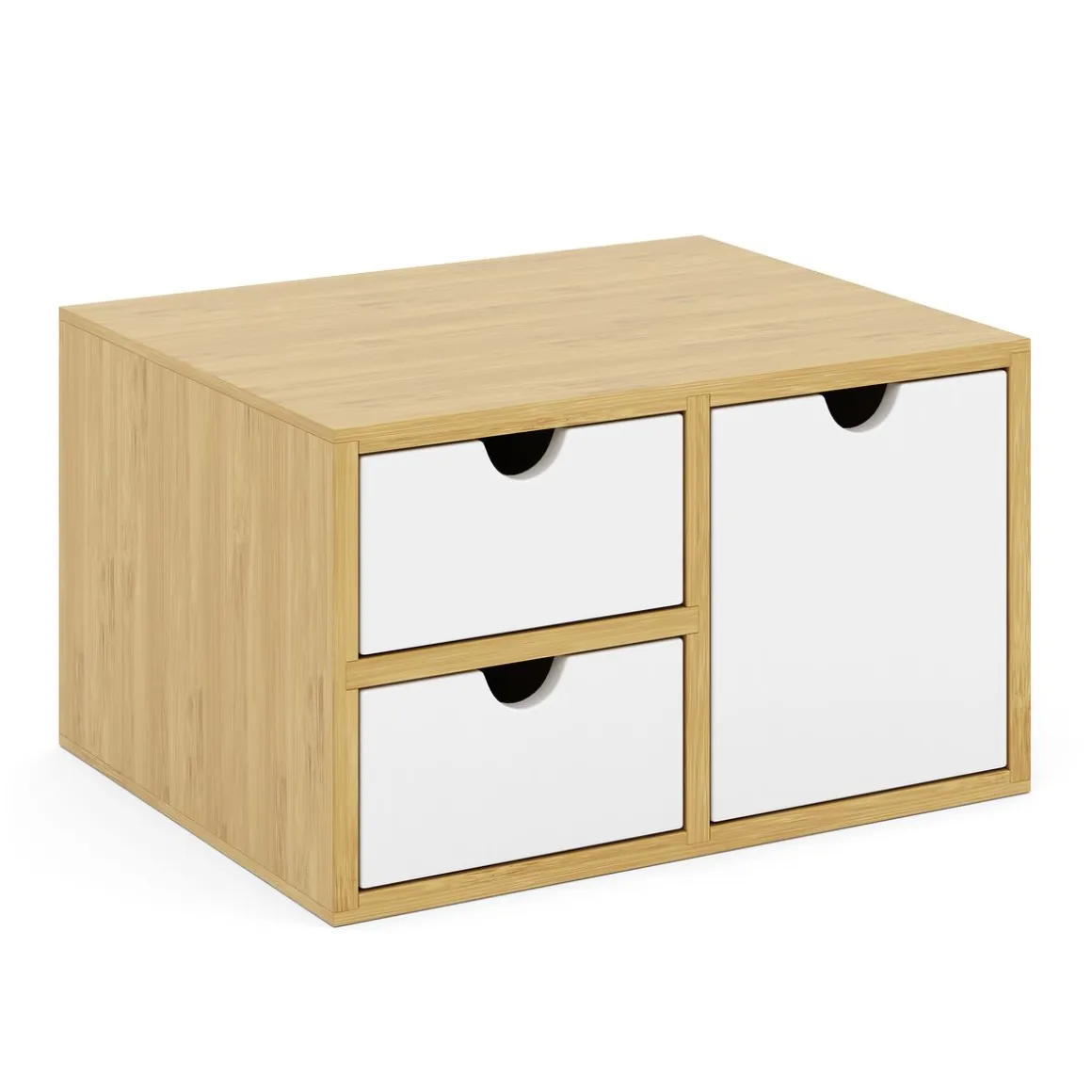 Schreibtisch Organizer Bambus ORIBA 3 Schubladen natur/weiss