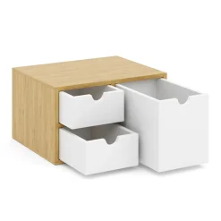 Schreibtisch Organizer Bambus ORIBA 3 Schubladen natur/weiss