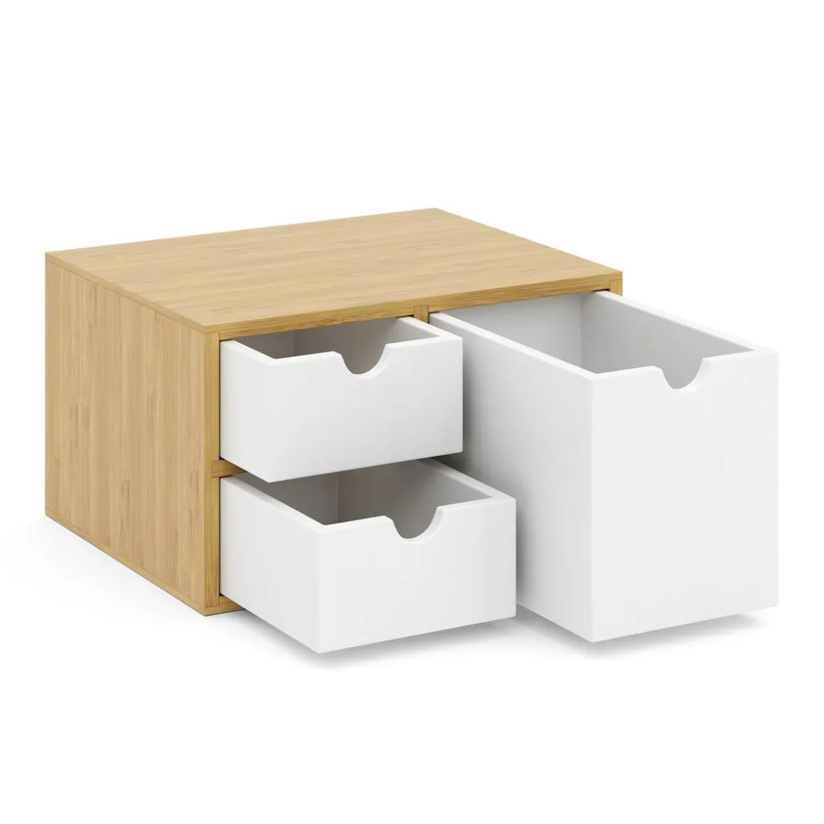 Schreibtisch Organizer Bambus ORIBA 3 Schubladen natur/weiss