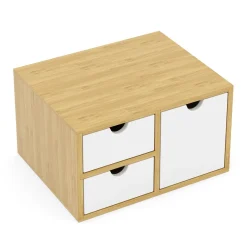 Schreibtisch Organizer Bambus ORIBA 3 Schubladen natur/weiss