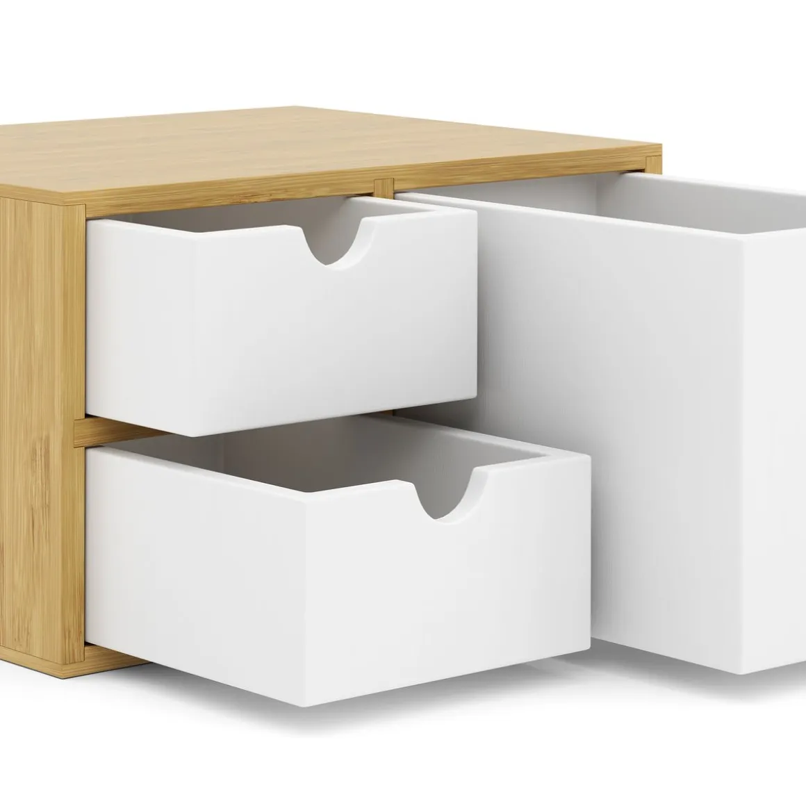 Schreibtisch Organizer Bambus ORIBA 3 Schubladen natur/weiss