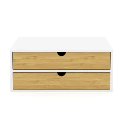Schreibtisch Organizer Bambus ALVORA 2 Schubladen weiss/natur