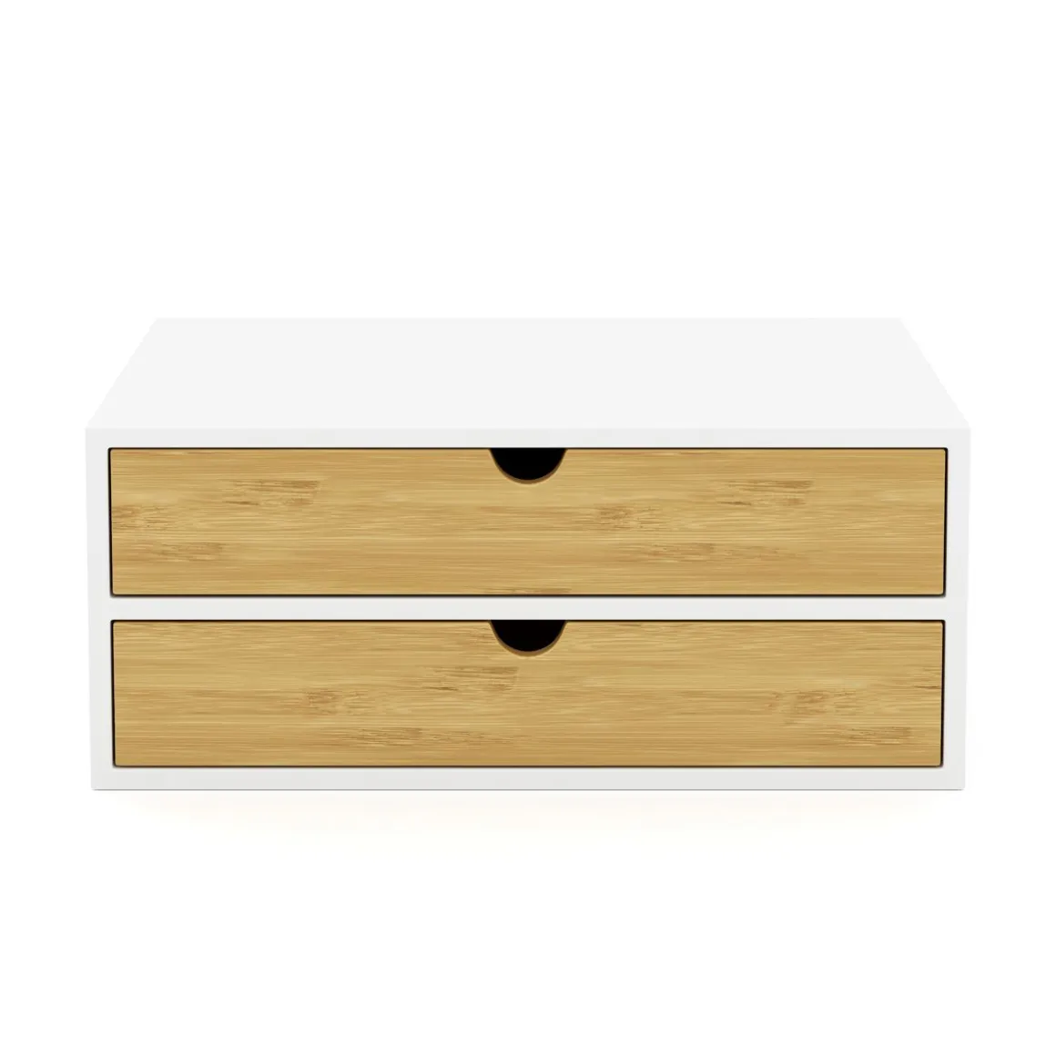 Schreibtisch Organizer Bambus ALVORA 2 Schubladen weiss/natur