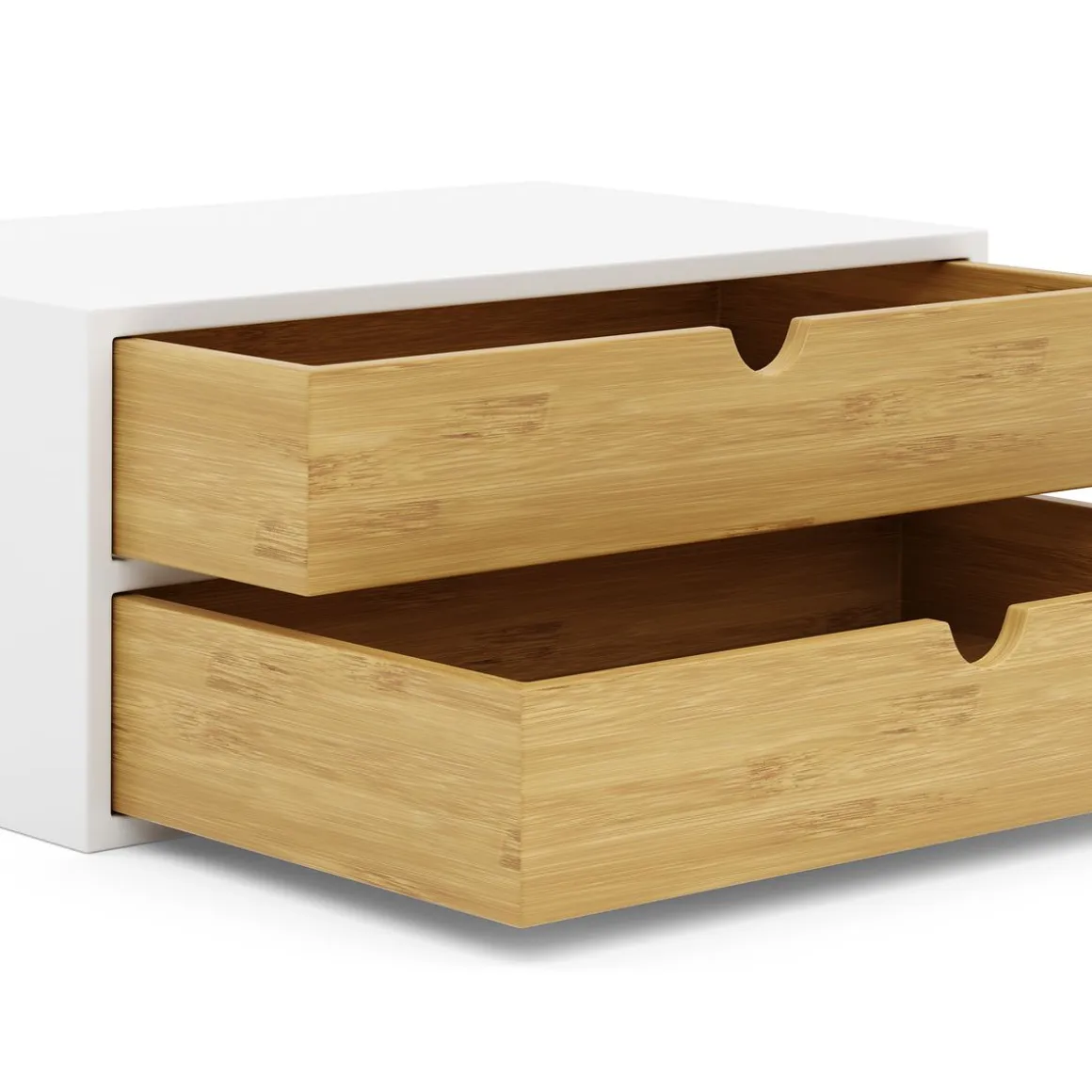 Schreibtisch Organizer Bambus ALVORA 2 Schubladen weiss/natur