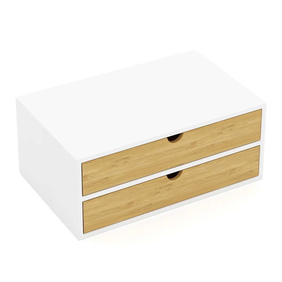 Schreibtisch Organizer Bambus ALVORA 2 Schubladen weiss/natur