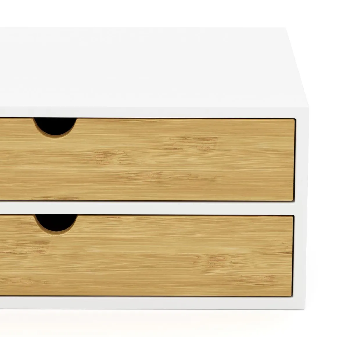 Schreibtisch Organizer Bambus ALVORA 2 Schubladen weiss/natur
