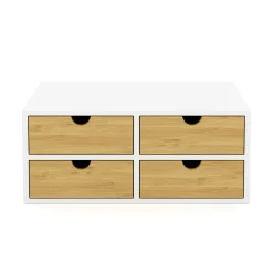 Schreibtisch Organizer Bambus ALVORA 4 Schubladen weiss/natur