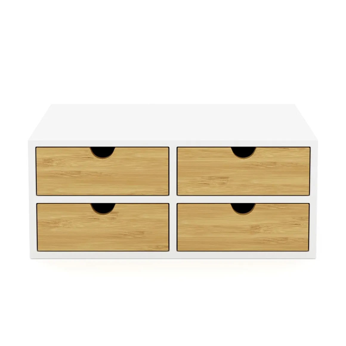 Schreibtisch Organizer Bambus ALVORA 4 Schubladen weiss/natur