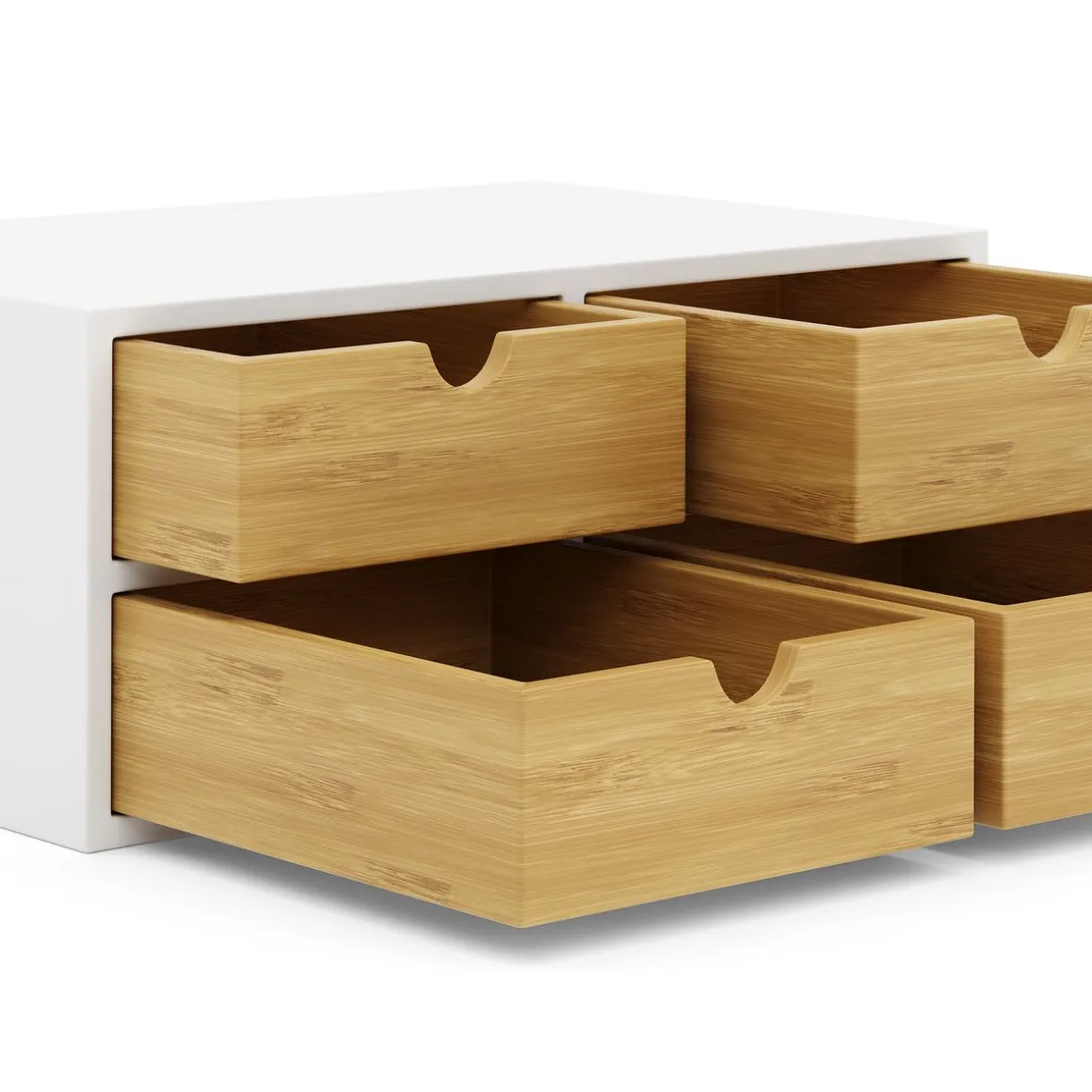 Schreibtisch Organizer Bambus ALVORA 4 Schubladen weiss/natur