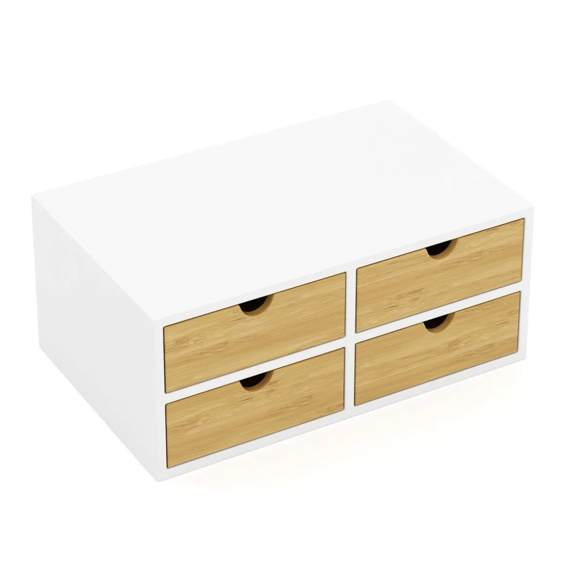 Schreibtisch Organizer Bambus ALVORA 4 Schubladen weiss/natur