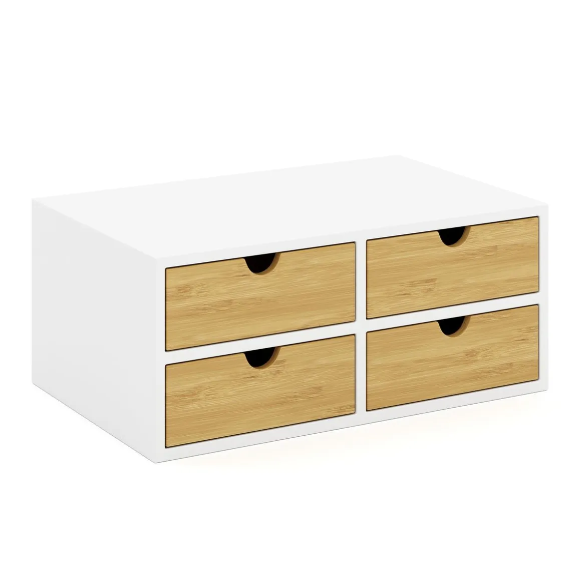 Schreibtisch Organizer Bambus ALVORA 4 Schubladen weiss/natur