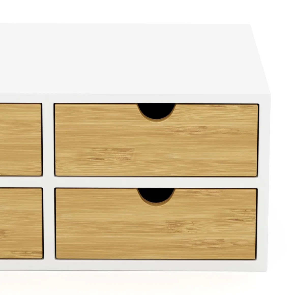 Schreibtisch Organizer Bambus ALVORA 4 Schubladen weiss/natur
