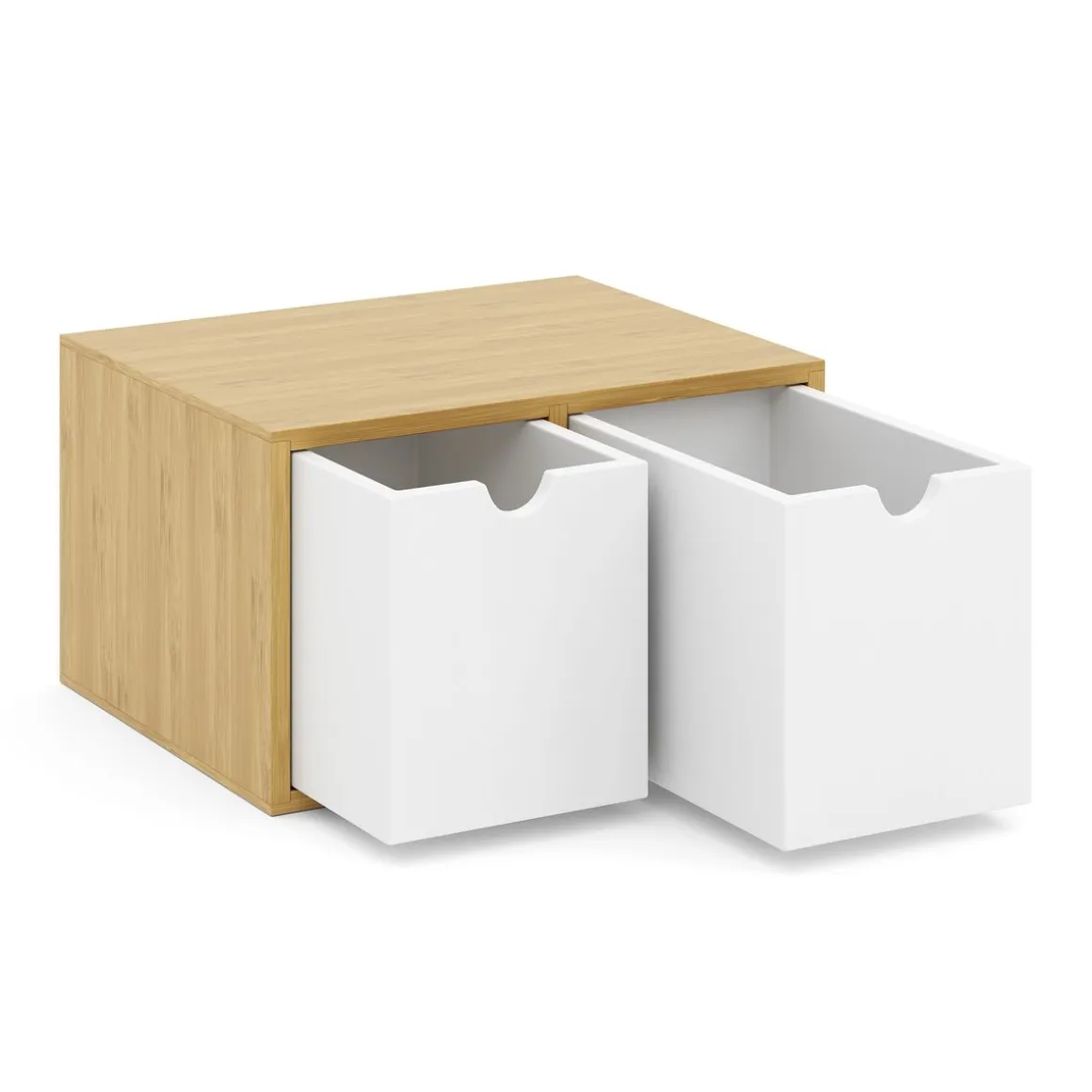 Schreibtisch Organizer Bambus ORIBA 2 Schubladen natur/weiss