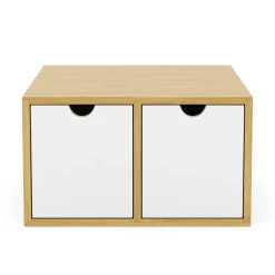 Schreibtisch Organizer Bambus ORIBA 2 Schubladen natur/weiss