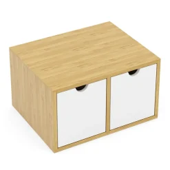 Schreibtisch Organizer Bambus ORIBA 2 Schubladen natur/weiss