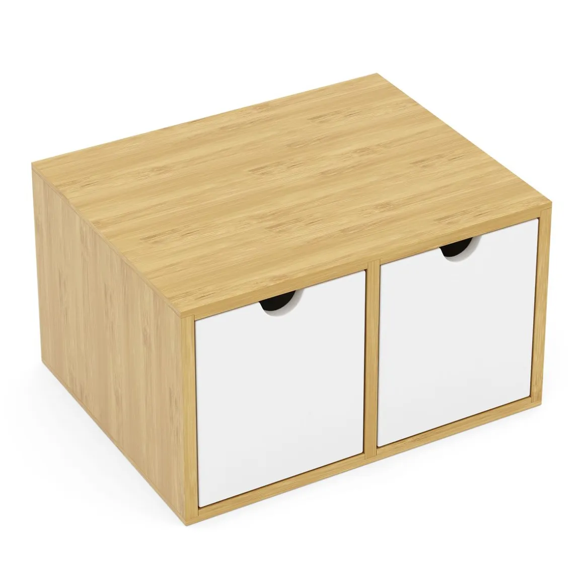 Schreibtisch Organizer Bambus ORIBA 2 Schubladen natur/weiss