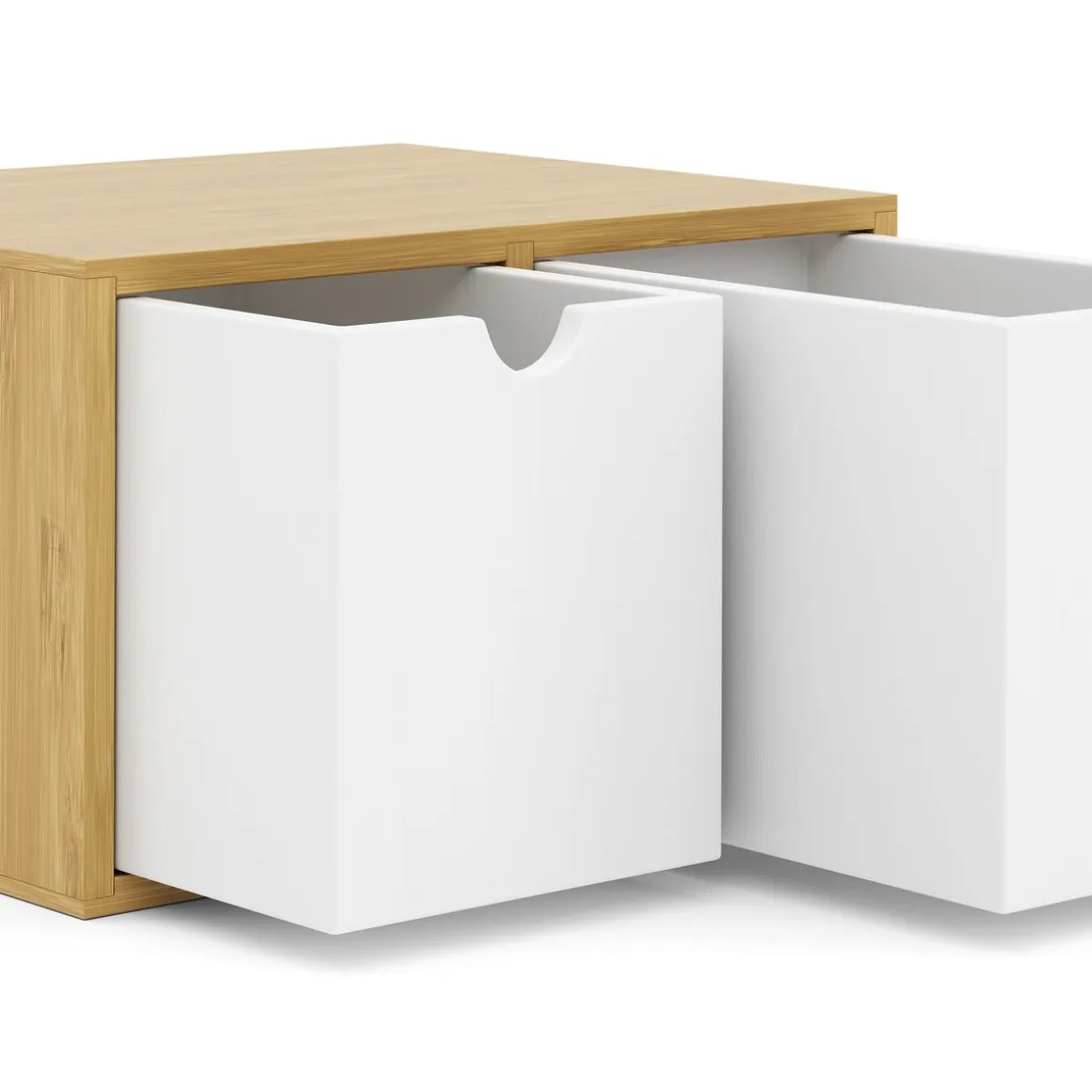 Schreibtisch Organizer Bambus ORIBA 2 Schubladen natur/weiss