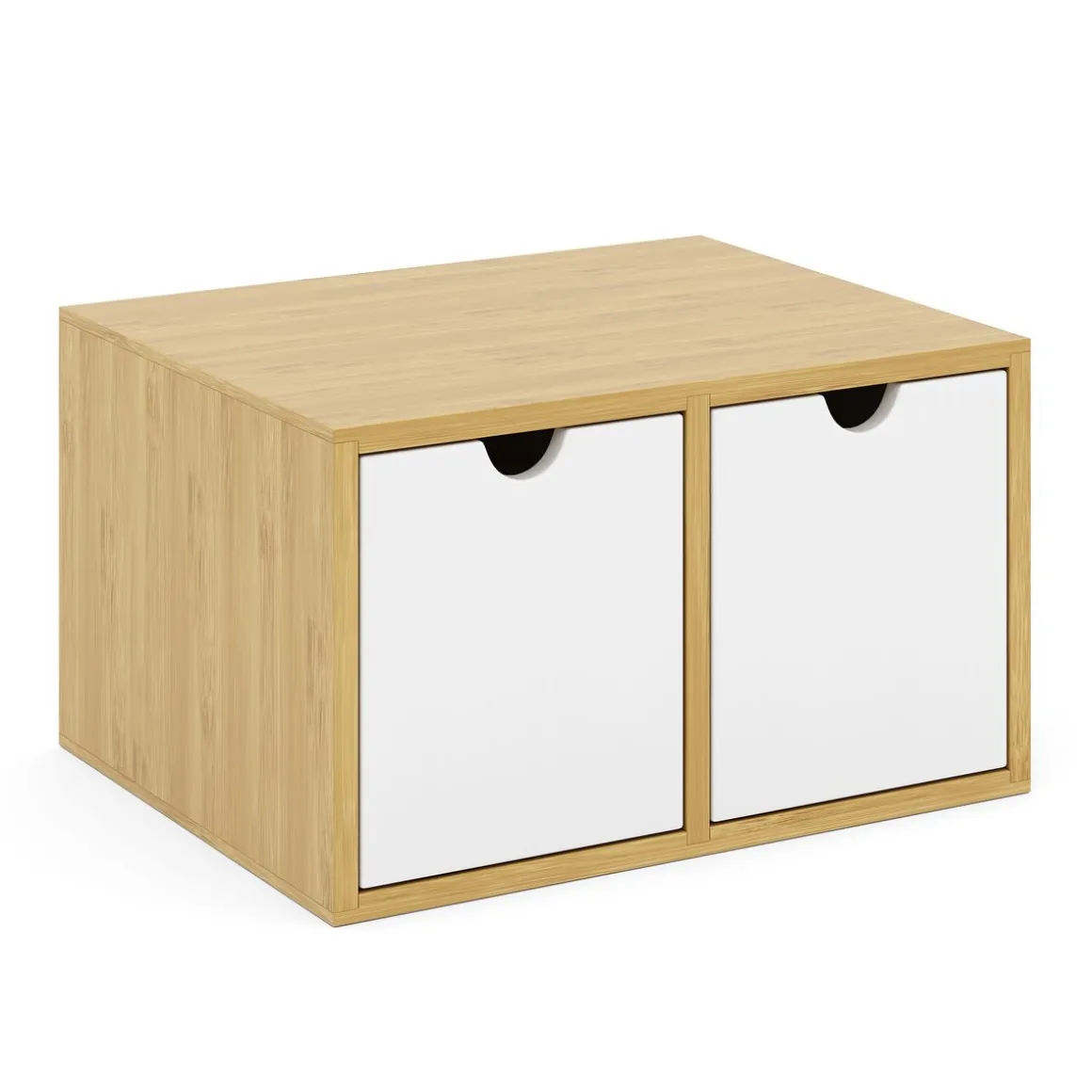 Schreibtisch Organizer Bambus ORIBA 2 Schubladen natur/weiss
