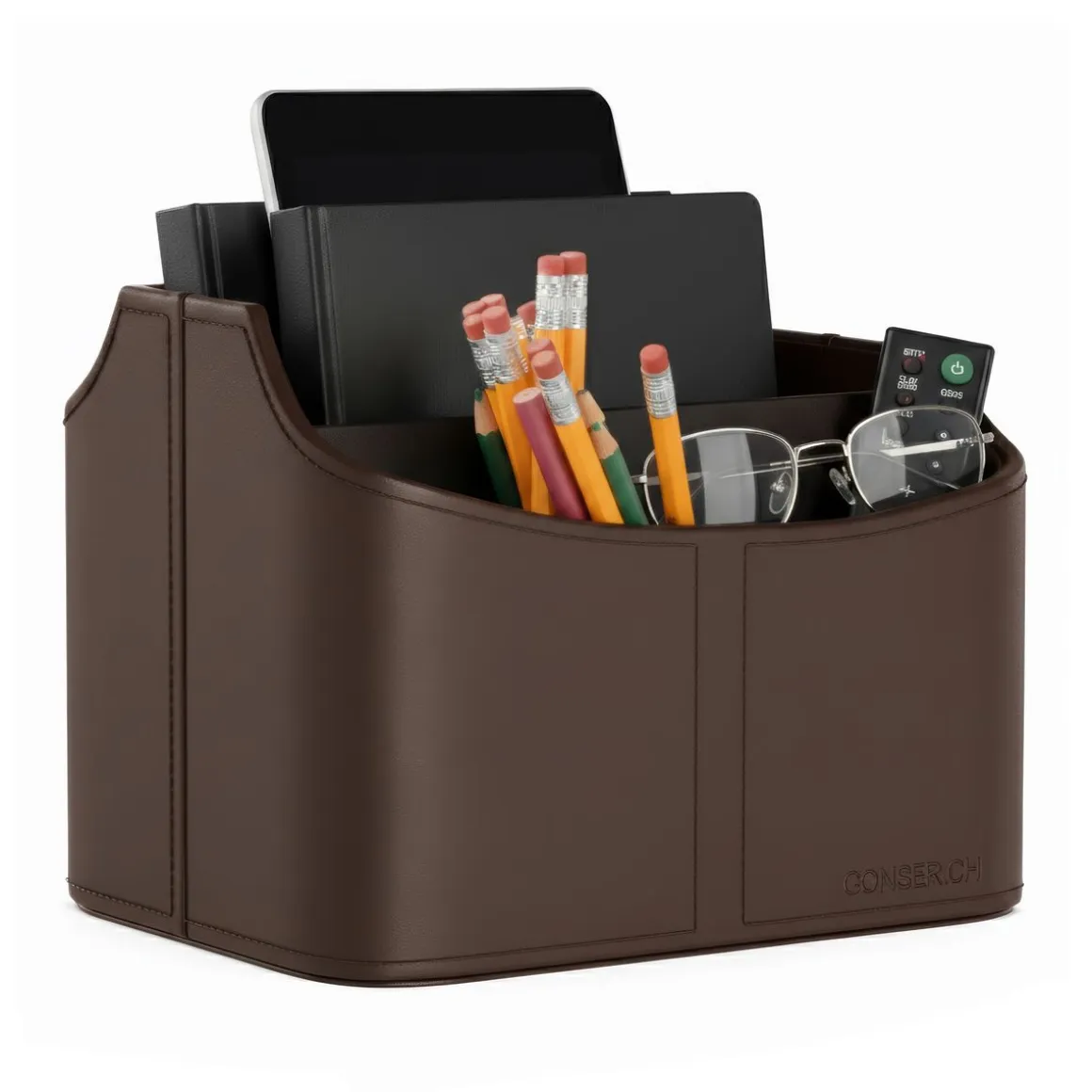 Schreibtisch Organizer Leder dunkelbraun