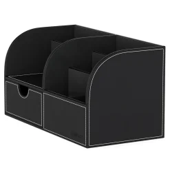 Schreibtisch Organizer mit Schublade Leder schwarz