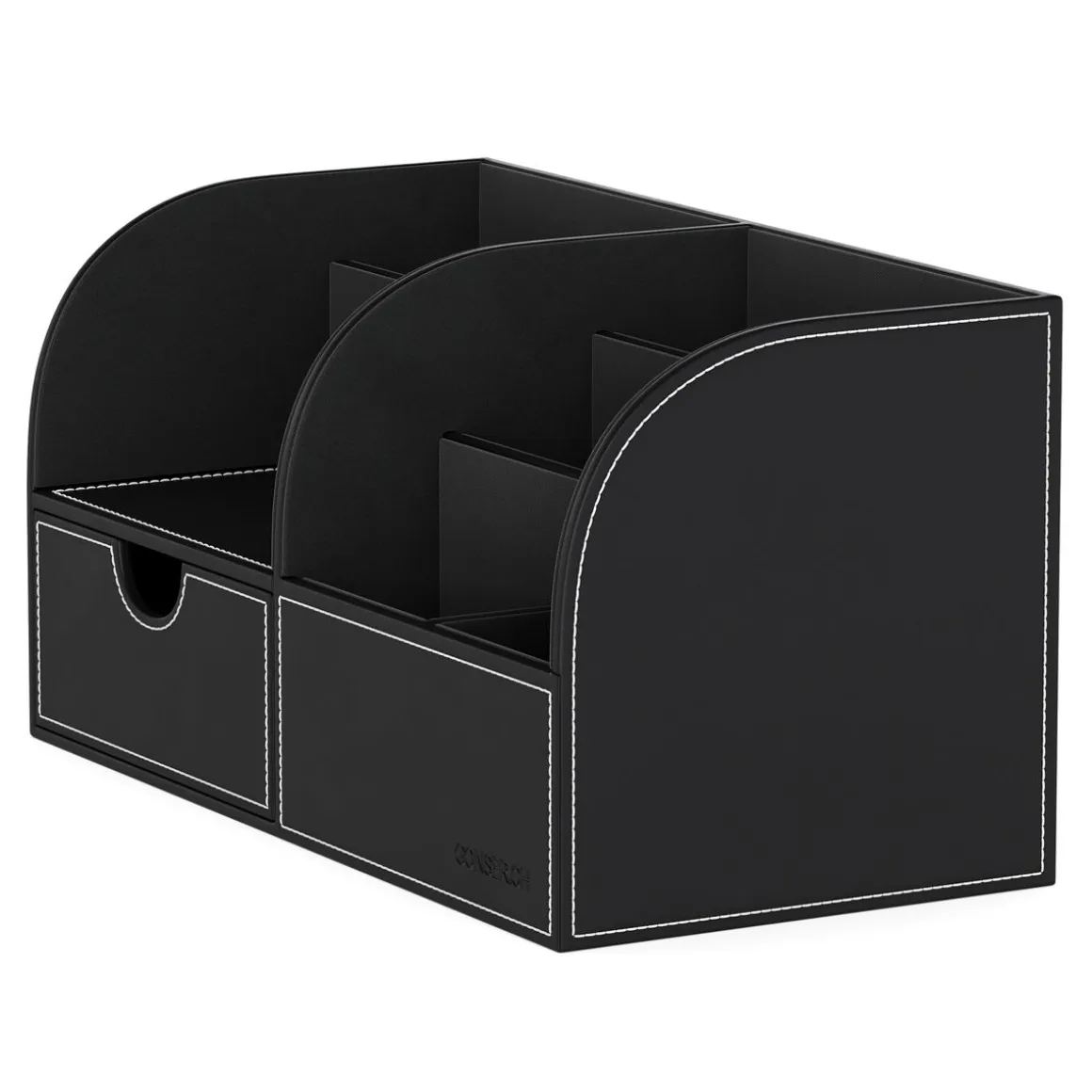 Schreibtisch Organizer mit Schublade Leder schwarz
