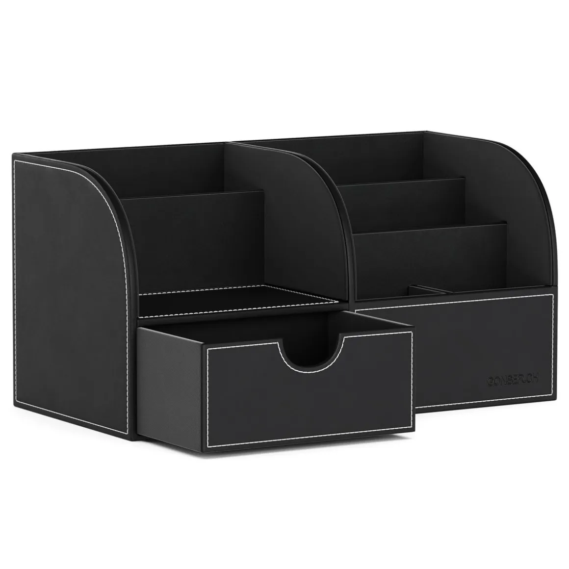 Schreibtisch Organizer mit Schublade Leder schwarz