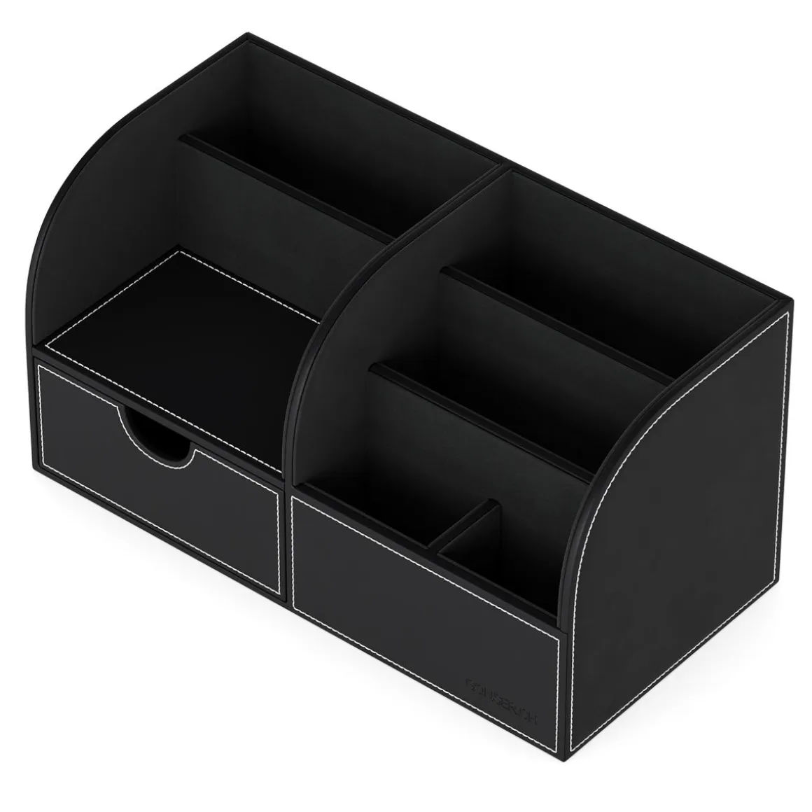 Schreibtisch Organizer mit Schublade Leder schwarz