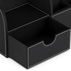 Schreibtisch Organizer mit Schublade Leder schwarz