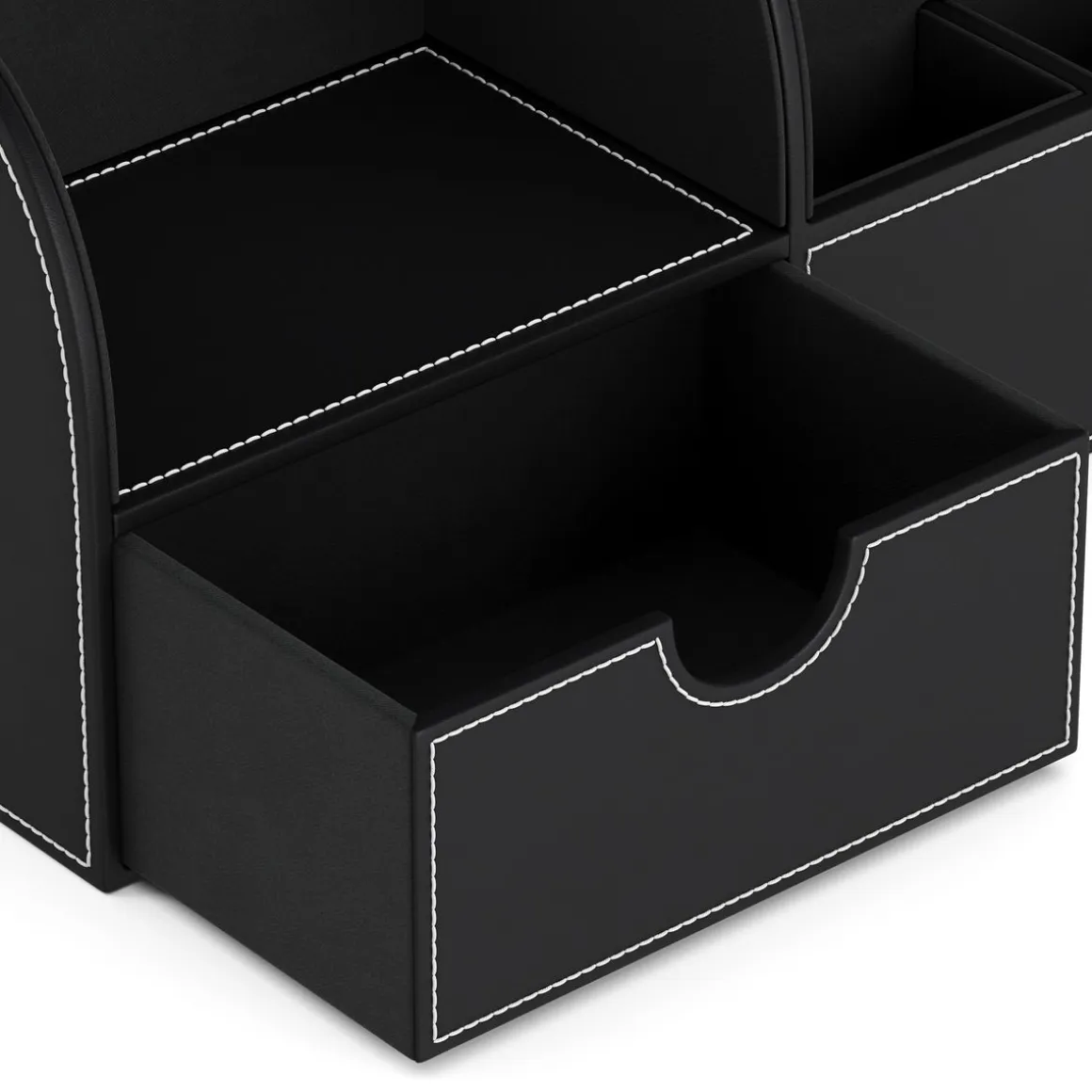 Schreibtisch Organizer mit Schublade Leder schwarz
