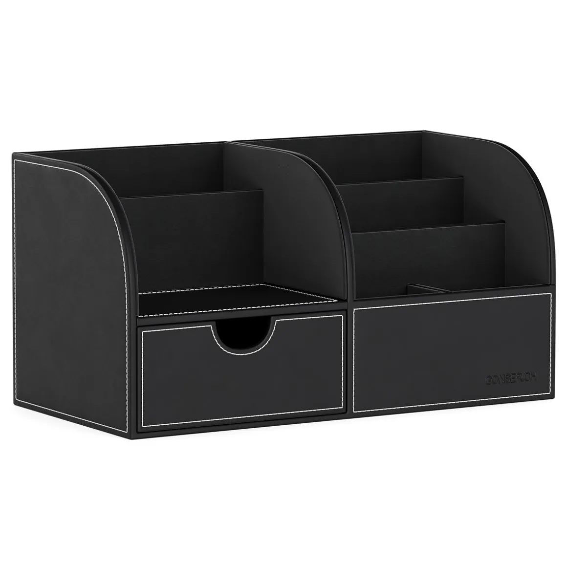 Schreibtisch Organizer mit Schublade Leder schwarz