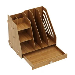 Schreibtisch Organizer mit Schublade 33 x 24 x 29 cm braun
