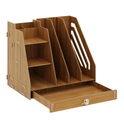 Schreibtisch Organizer mit Schublade 33 x 24 x 29 cm braun