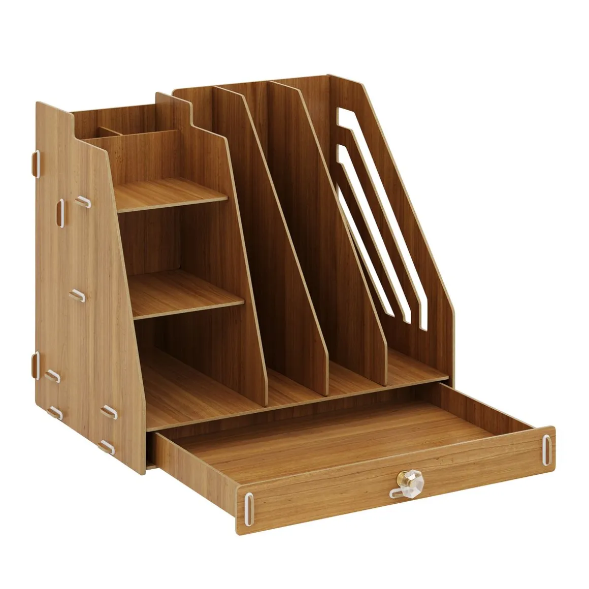 Schreibtisch Organizer mit Schublade 33 x 24 x 29 cm braun