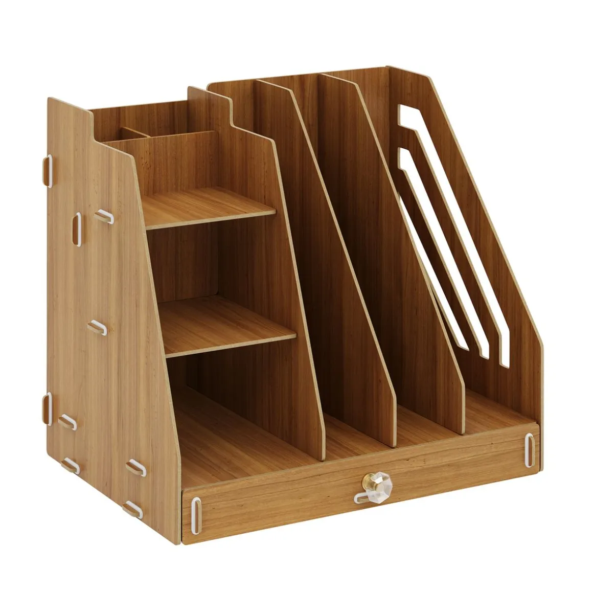 Schreibtisch Organizer mit Schublade 33 x 24 x 29 cm braun