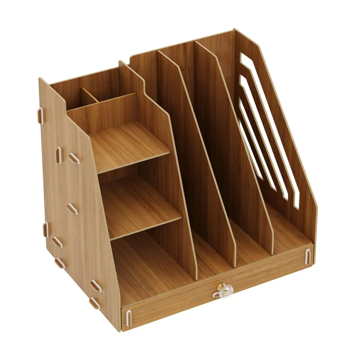 Schreibtisch Organizer mit Schublade 33 x 24 x 29 cm braun