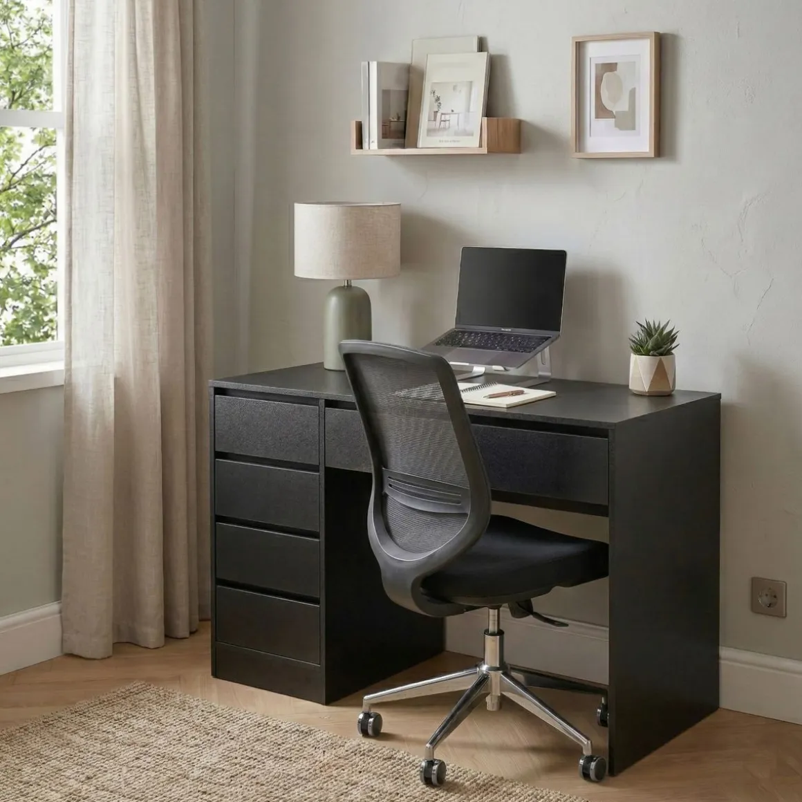 Schreibtisch RIGEL mit Schubladen 120 x 55 x 75 cm schwarz