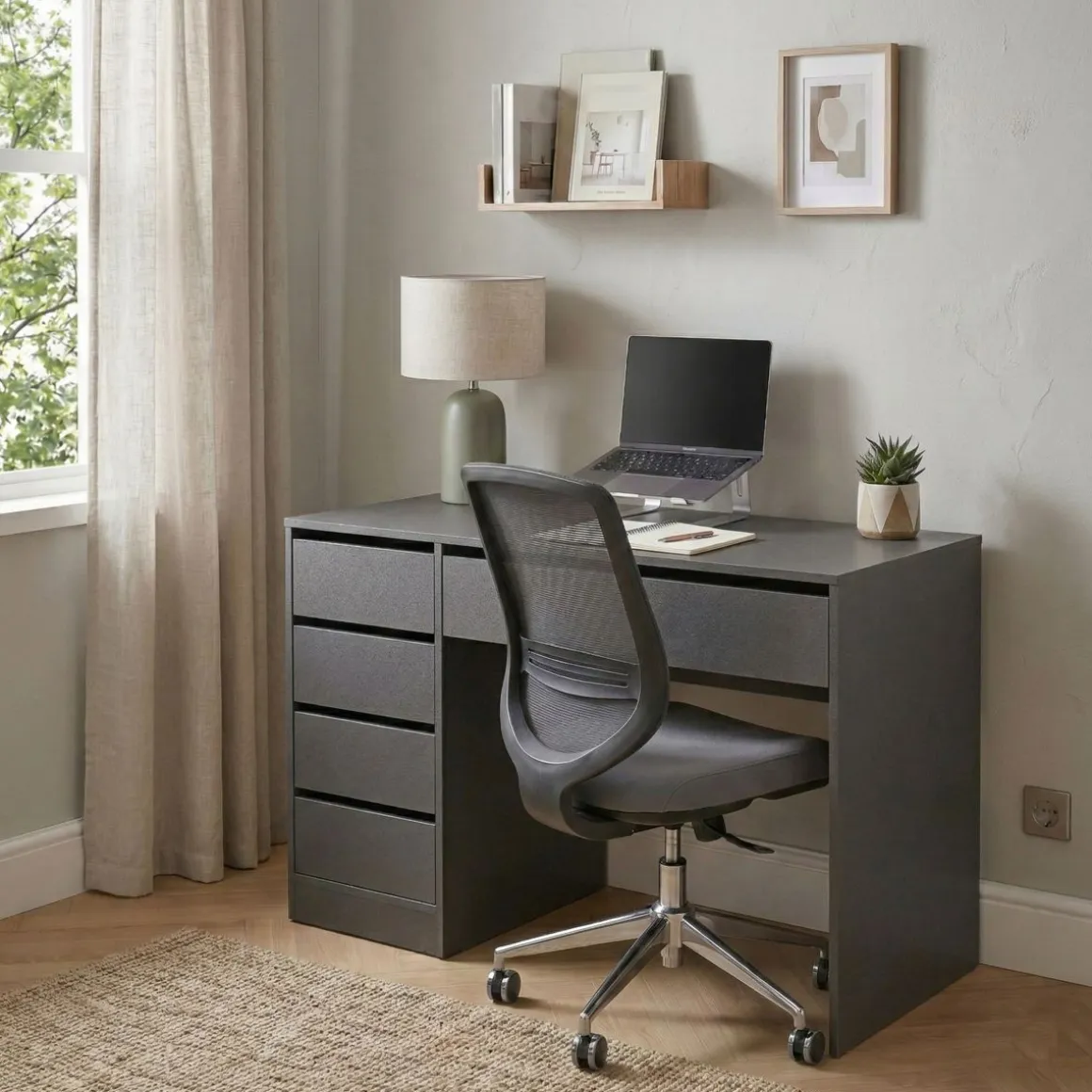 Schreibtisch RIGEL mit Schubladen 120 x 55 x 75 cm anthrazit