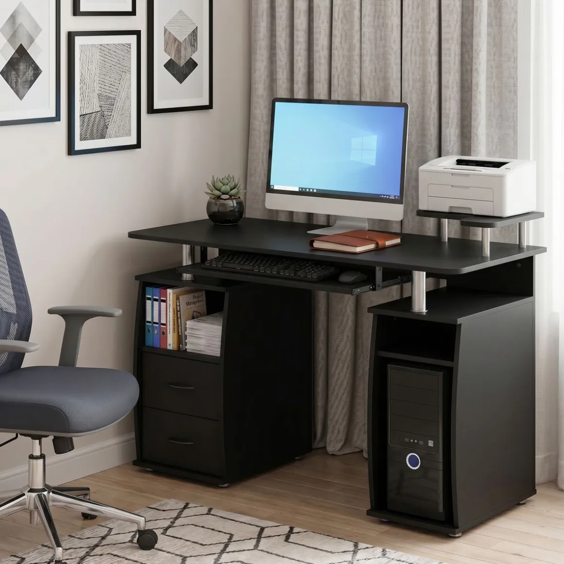 Schreibtisch RIGIL mit Schubladen 120 x 55 x 89 cm schwarz
