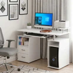 Schreibtisch RIGIL mit Schubladen 120 x 55 x 89 cm weiss