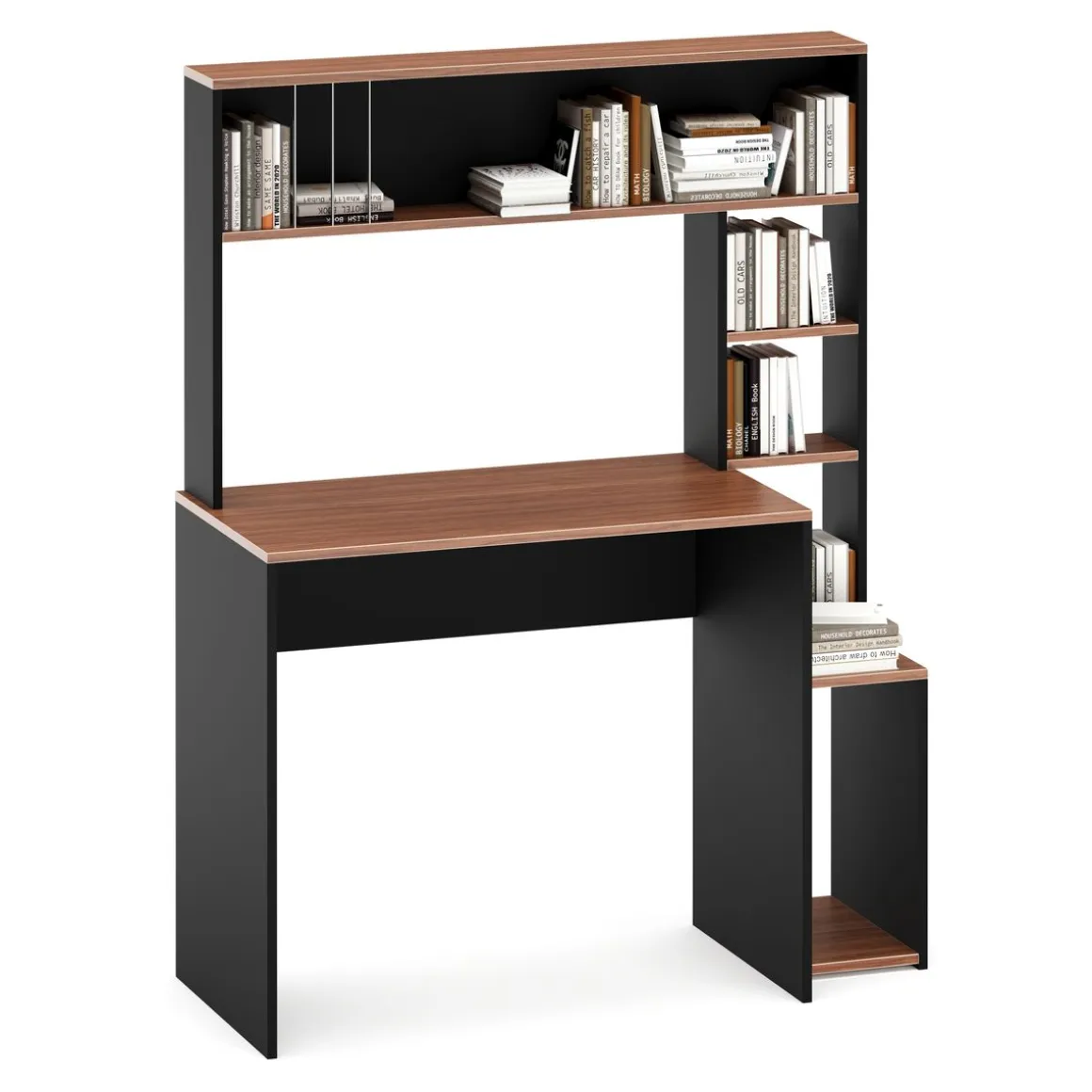 Schreibtisch TRAGAN mit Regal 110 x 45 x 139 cm schwarz/braun