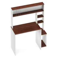 Schreibtisch TRAGAN mit Regal 110 x 45 x 139 cm weiss/braun
