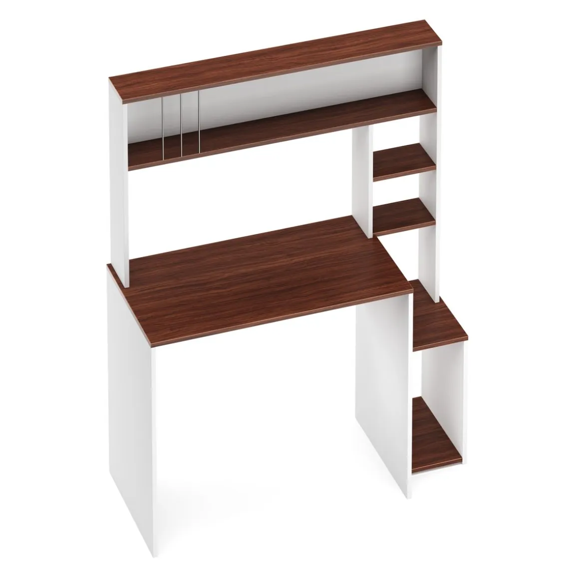 Schreibtisch TRAGAN mit Regal 110 x 45 x 139 cm weiss/braun